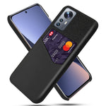 Xiaomi 12 5G/12X 5G/12S 5G Korthållare Fallskyddande mobilskal Tyg + PC + PU-läder Hybridskal