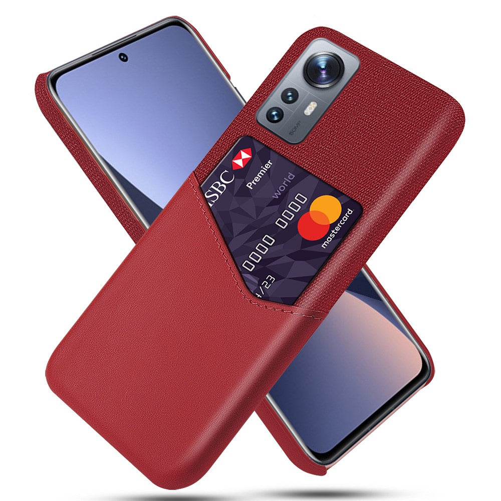 Xiaomi 12 5G/12X 5G/12S 5G Korthållare Fallskyddande mobilskal Tyg + PC + PU-läder Hybridskal