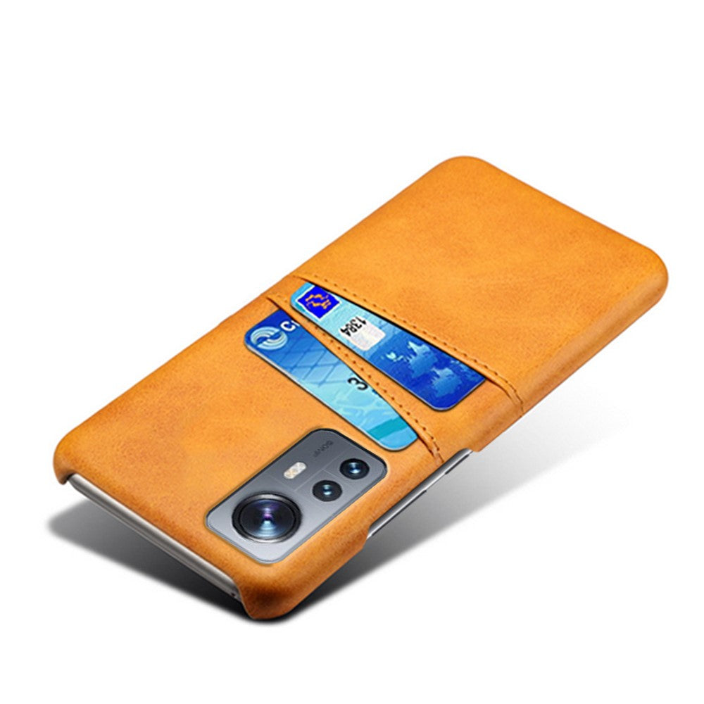 PU Leather Coated Hard PC Well-protected Cover for Xiaomi 12 5G/12X 5G/12S 5G, Shockproof Card Holder Design Mobile Phone Case