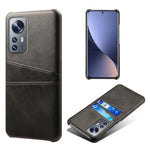 PU Leather Coated Hard PC Well-protected Cover for Xiaomi 12 5G/12X 5G/12S 5G, Shockproof Card Holder Design Mobile Phone Case
