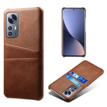 PU Leather Coated Hard PC Well-protected Cover for Xiaomi 12 5G/12X 5G/12S 5G, Shockproof Card Holder Design Mobile Phone Case
