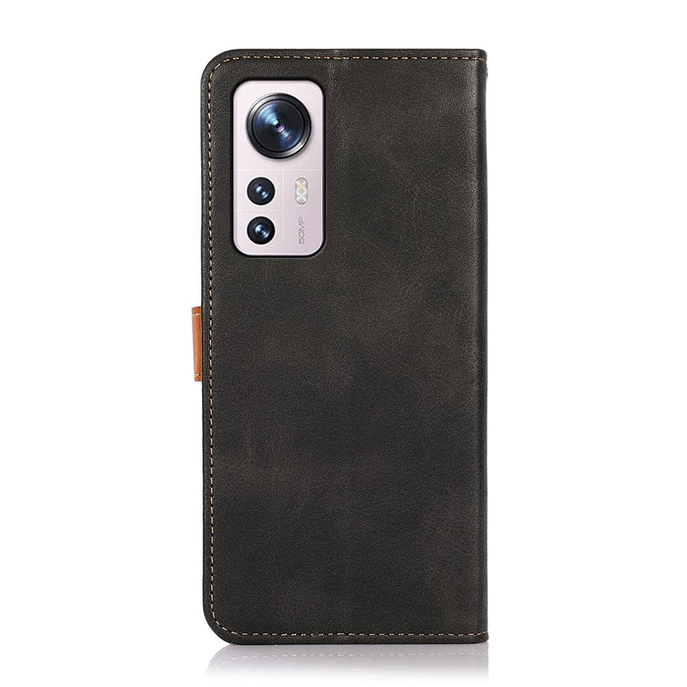KHAZNEH PU-läderskal till Xiaomi 12 Pro 5G / 12S Pro 5G /12 Pro (Dimensity) 5G, plånboksfodral, stötsäkert TPU, gyllene magnetiskt spänne, skyddande fällfodral
