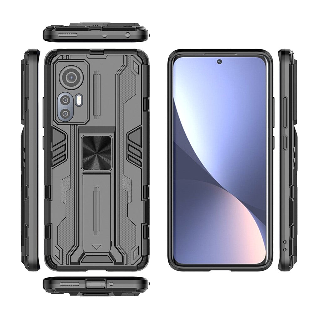 For Xiaomi 12 5G/12X 5G/12S 5G Shockproof Soft TPU Hard PC Mobile Phone Case Shell with Kickstand
