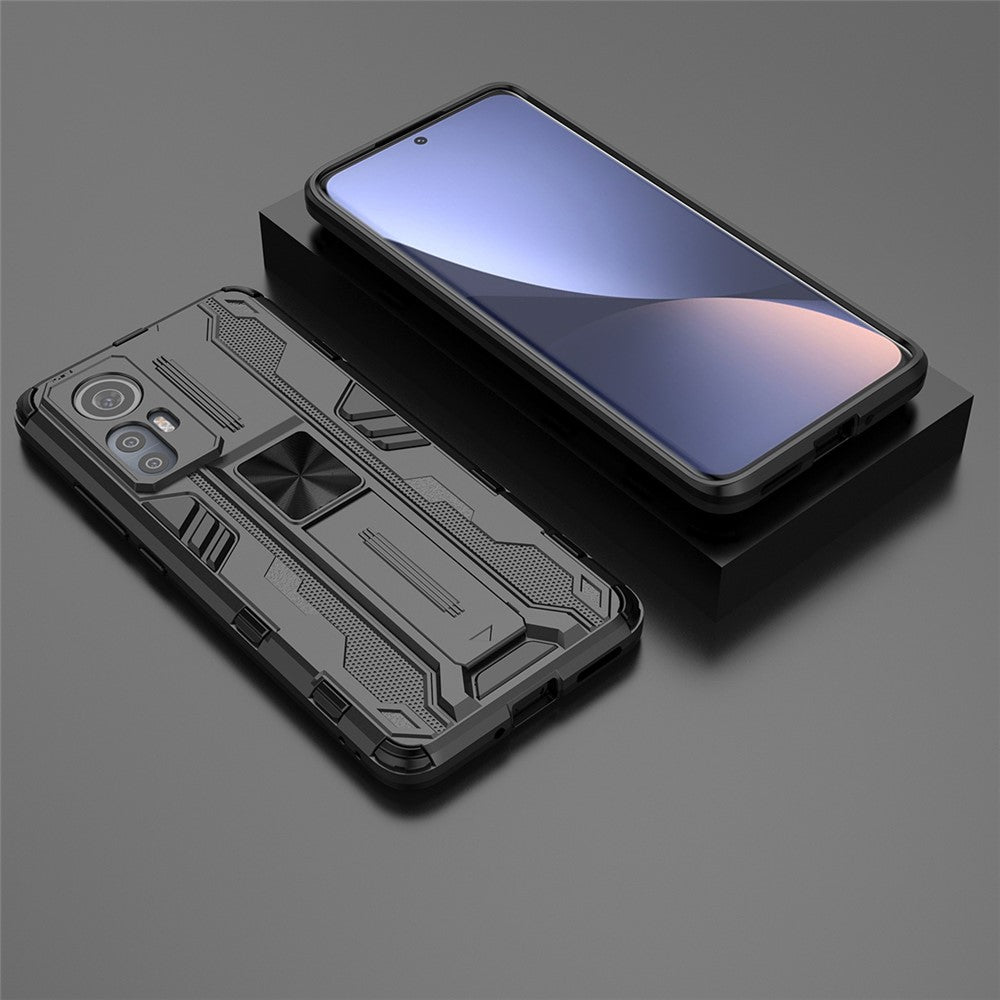For Xiaomi 12 5G/12X 5G/12S 5G Shockproof Soft TPU Hard PC Mobile Phone Case Shell with Kickstand