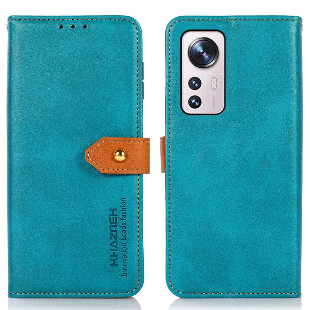KHAZNEH för Xiaomi 12 5G/12X 5G/12S 5G Plånboksställ Reptåligt gyllene magnetiskt spänne PU-läderfodral