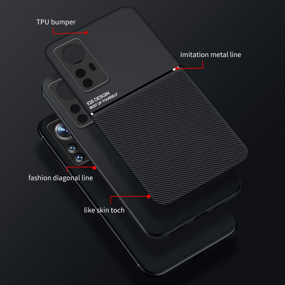 Xiaomi 12 Pro 5G / 12S Pro 5G /12 Pro (Dimensity) 5G Fallskyddande PU-läder + TPU-mobilskal med bilfäste i metallplåt
