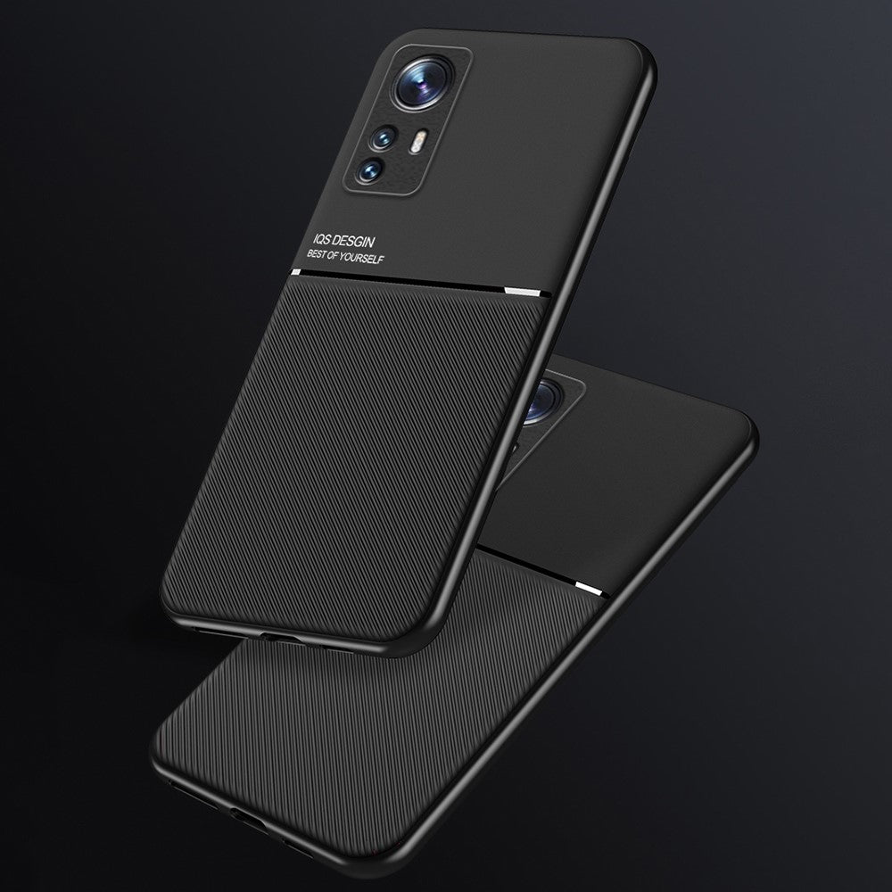 Xiaomi 12 5G/12X 5G/12S 5G Lines Design PU-läder + TPU-mobilskal med skyddande skal och inbyggd magnetisk metallplåt