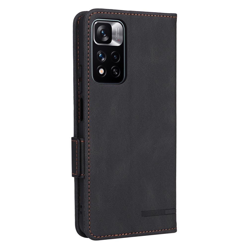 Xiaomi Redmi Note 11 Pro 5G (Kina) (MediaTek)/11 Pro+ 5G Hårdvarudesign PU-läderfodral med stativ, magnetisk stängning, fällbart plånboksfodral