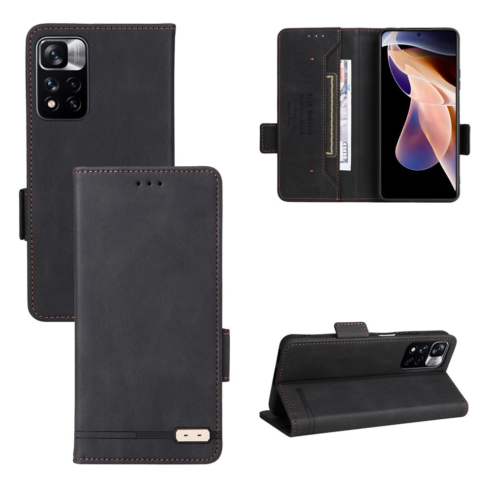 For Xiaomi Redmi Note 11 Pro 5G (China) (MediaTek)/11 Pro+ 5G Hardware Design PU Leather Book Case Stand Magnetic Closure Flip Wallet Cover