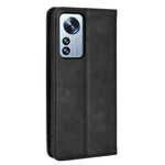 Retrotexturerat PU-läderskal för Xiaomi 12 Pro 5G / 12S Pro 5G / 12 Pro (Dimensity) 5G, präglad mosaikplånboksfodral med fällbart skydd, magnetiskt absorberande skyddsfodral