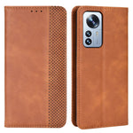 Retrotexturerat PU-läderskal för Xiaomi 12 Pro 5G / 12S Pro 5G / 12 Pro (Dimensity) 5G, präglad mosaikplånboksfodral med fällbart skydd, magnetiskt absorberande skyddsfodral