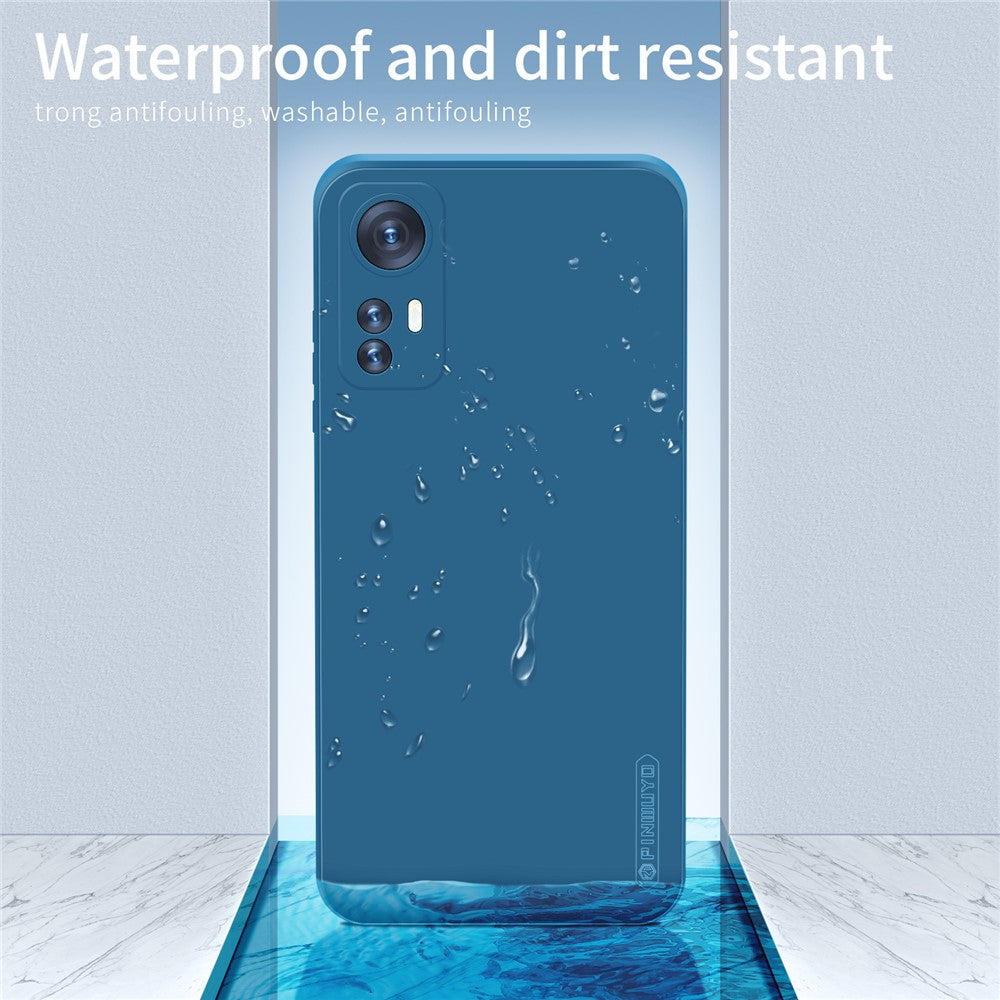 PINWUYO Silicone Case for Xiaomi 12 5G / 12X 5G / 12S 5G, Silky-Soft Touch Precise Cutouts Protective Cover with Fiber Flocking Lining