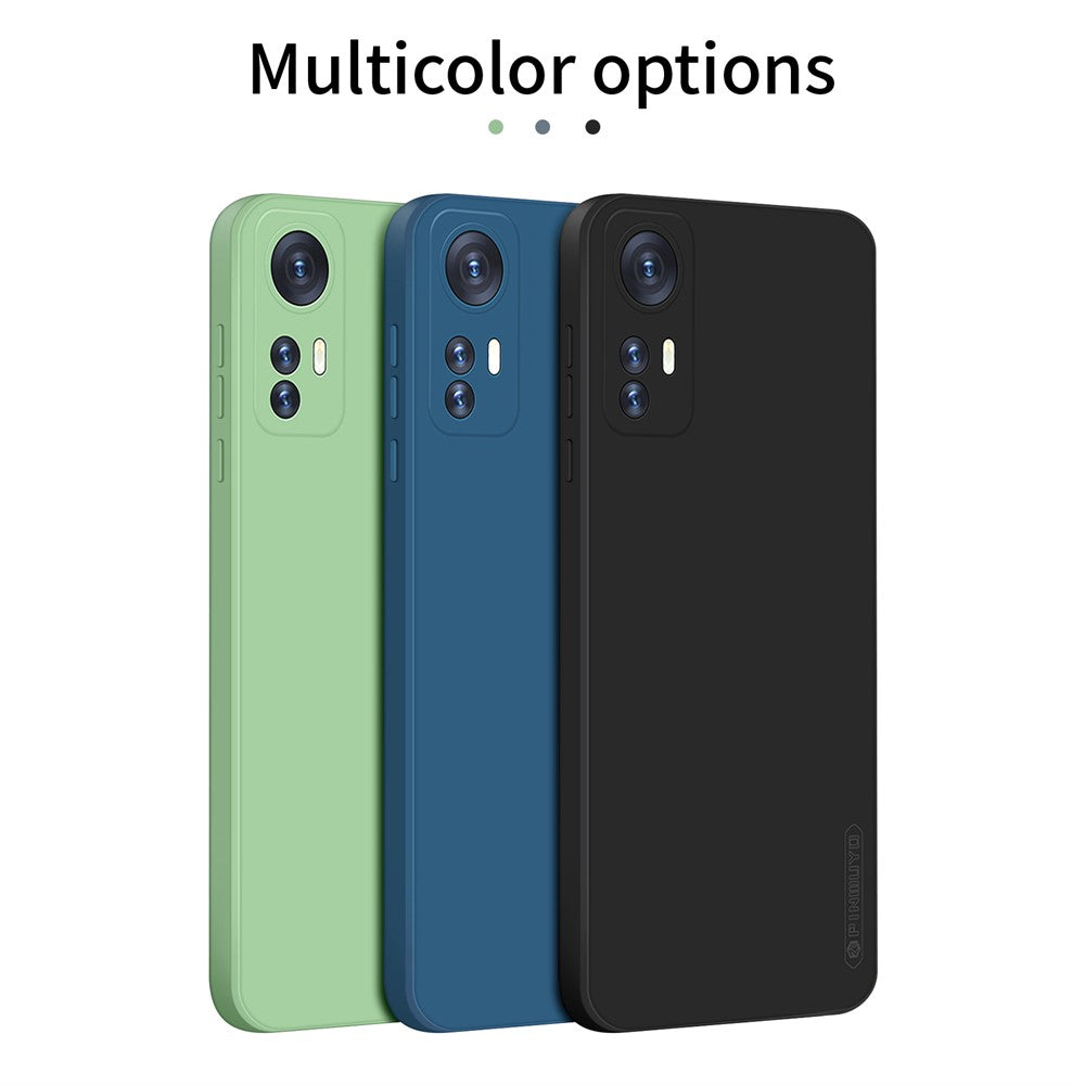 PINWUYO Silicone Case for Xiaomi 12 5G / 12X 5G / 12S 5G, Silky-Soft Touch Precise Cutouts Protective Cover with Fiber Flocking Lining