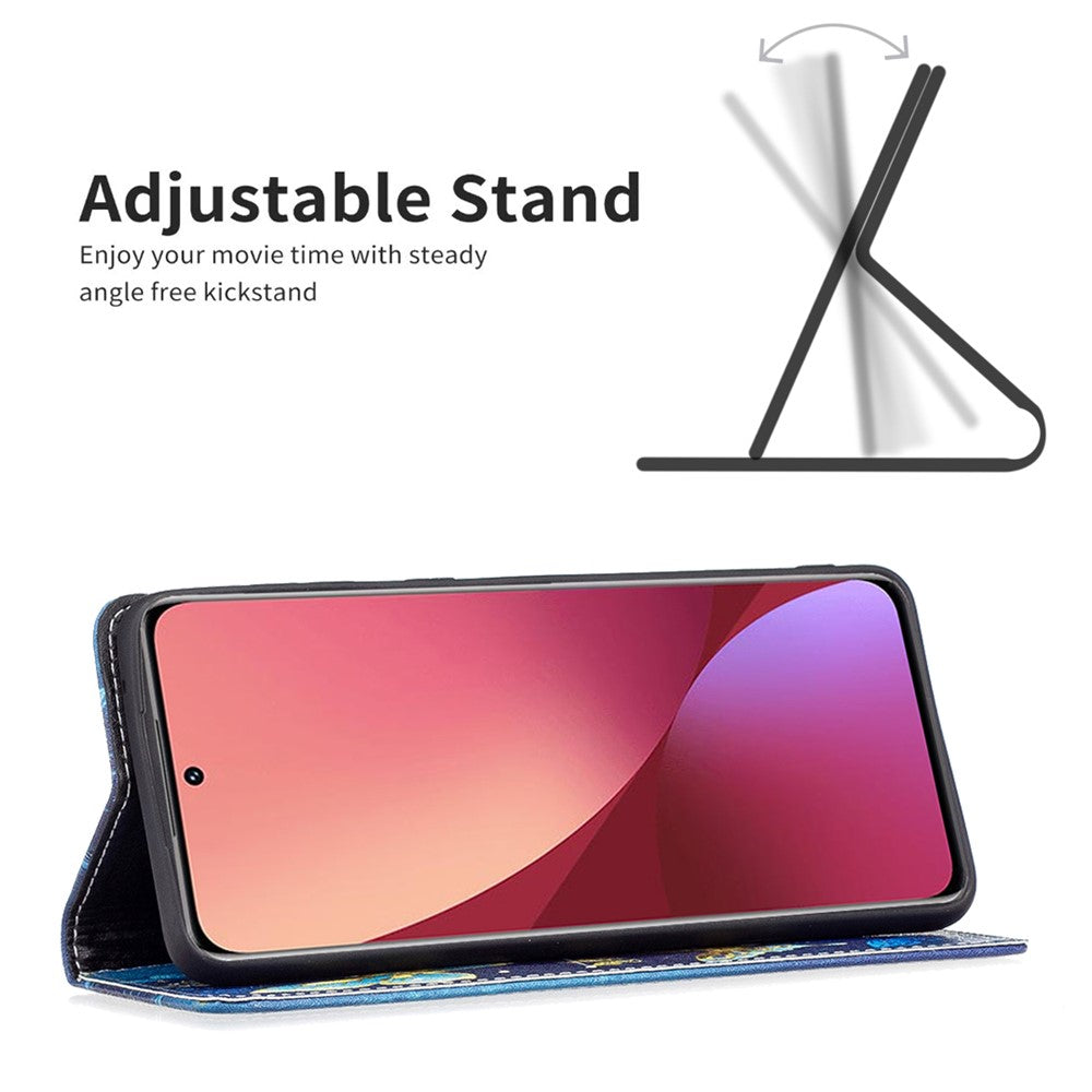 For Xiaomi 12 5G/12X 5G/12S 5G Pattern Printing PU Leather Wallet Stand Case Full Protection Magnetic Auto-absorbed Flip Cover