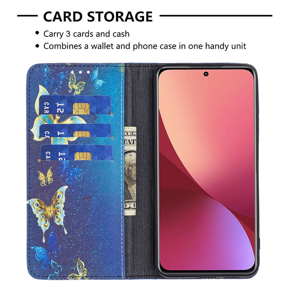 For Xiaomi 12 5G/12X 5G/12S 5G Pattern Printing PU Leather Wallet Stand Case Full Protection Magnetic Auto-absorbed Flip Cover