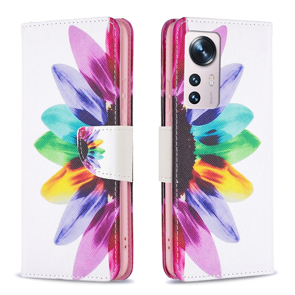 For Xiaomi 12 5G/12X 5G/12S 5G PU Leather Pattern Printing Wallet Phone Case Stand Feature Anti-Scratch Shockproof Folding Cover