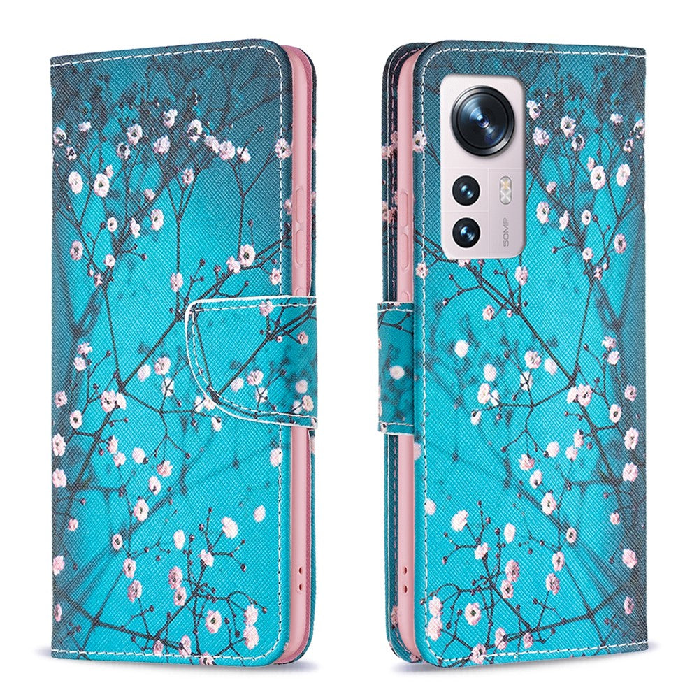 Xiaomi 12 5G/12X 5G/12S 5G PU-lädermönstertryck plånboksfodral stativfunktion reptåligt stötsäkert vikbart fodral