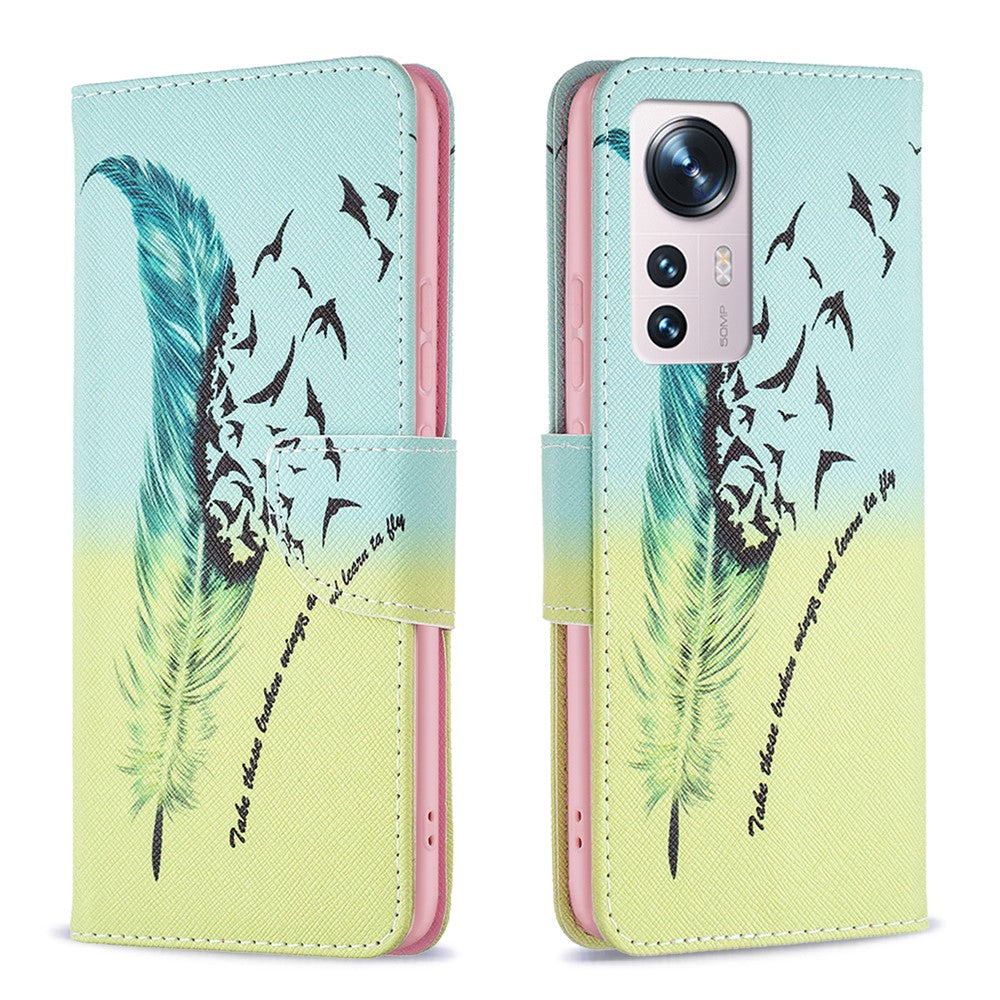 For Xiaomi 12 5G/12X 5G/12S 5G PU Leather Pattern Printing Wallet Phone Case Stand Feature Anti-Scratch Shockproof Folding Cover
