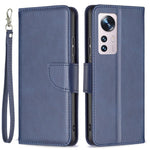 For Xiaomi 12 5G/12X 5G/12S 5G Textured Solid Color PU Leather Folio Flip Cover Stand Magnetic Phone Case with Strap