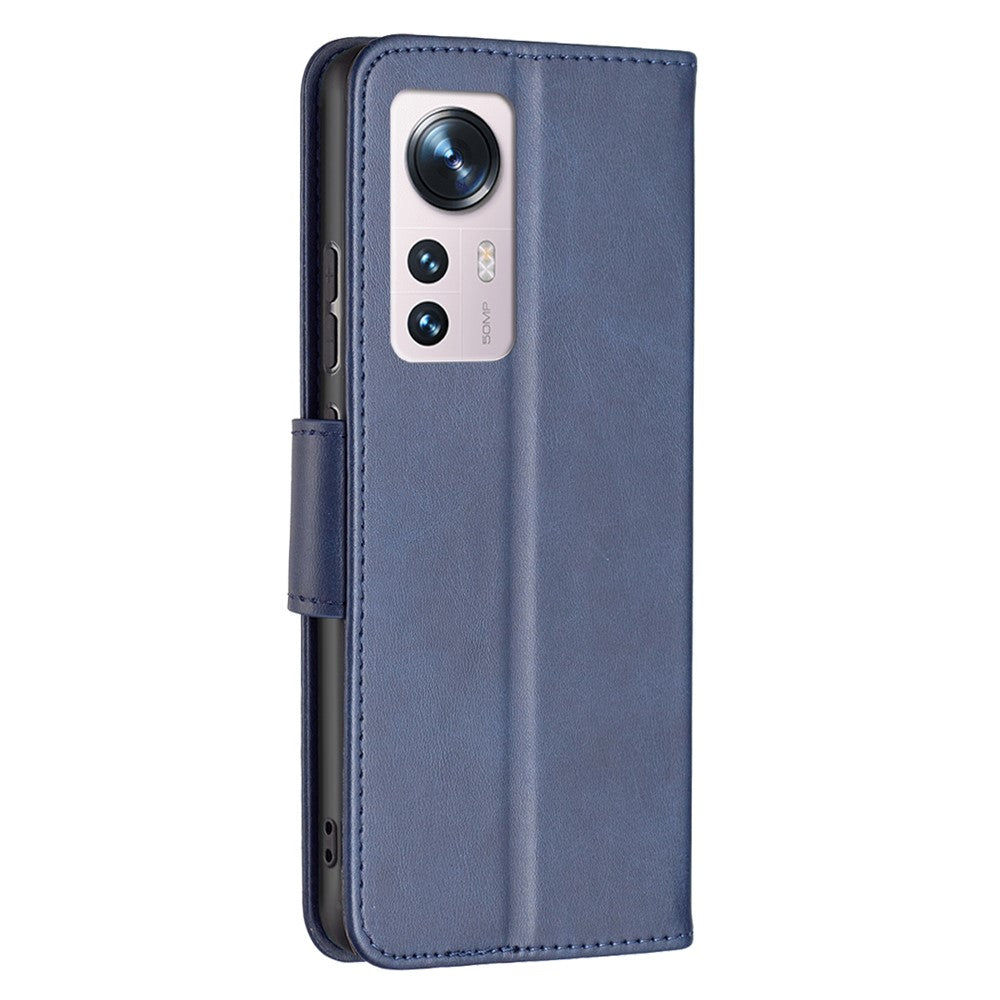 For Xiaomi 12 5G/12X 5G/12S 5G Textured Solid Color PU Leather Folio Flip Cover Stand Magnetic Phone Case with Strap