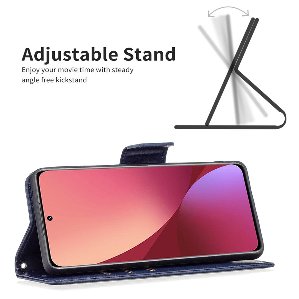 For Xiaomi 12 5G/12X 5G/12S 5G Textured Solid Color PU Leather Folio Flip Cover Stand Magnetic Phone Case with Strap