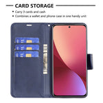 For Xiaomi 12 5G/12X 5G/12S 5G Textured Solid Color PU Leather Folio Flip Cover Stand Magnetic Phone Case with Strap