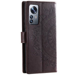 For Xiaomi 12 Pro 5G / 12S Pro 5G /12 Pro (Dimensity) 5G Imprinted Mandala Pattern PU Leather Flip Shockproof Cover Wallet Stand TPU Interior Shell with Strap