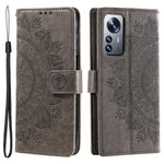 For Xiaomi 12 5G/12X 5G/12S 5G Imprinted Mandala Flower Flip Phone Cover PU Leather Wallet Stand Shockproof Protective Case with Strap