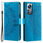 For Xiaomi 12 5G/12X 5G/12S 5G Imprinted Mandala Flower Flip Phone Cover PU Leather Wallet Stand Shockproof Protective Case with Strap