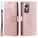 For Xiaomi 12 5G/12X 5G/12S 5G Imprinted Mandala Flower Flip Phone Cover PU Leather Wallet Stand Shockproof Protective Case with Strap