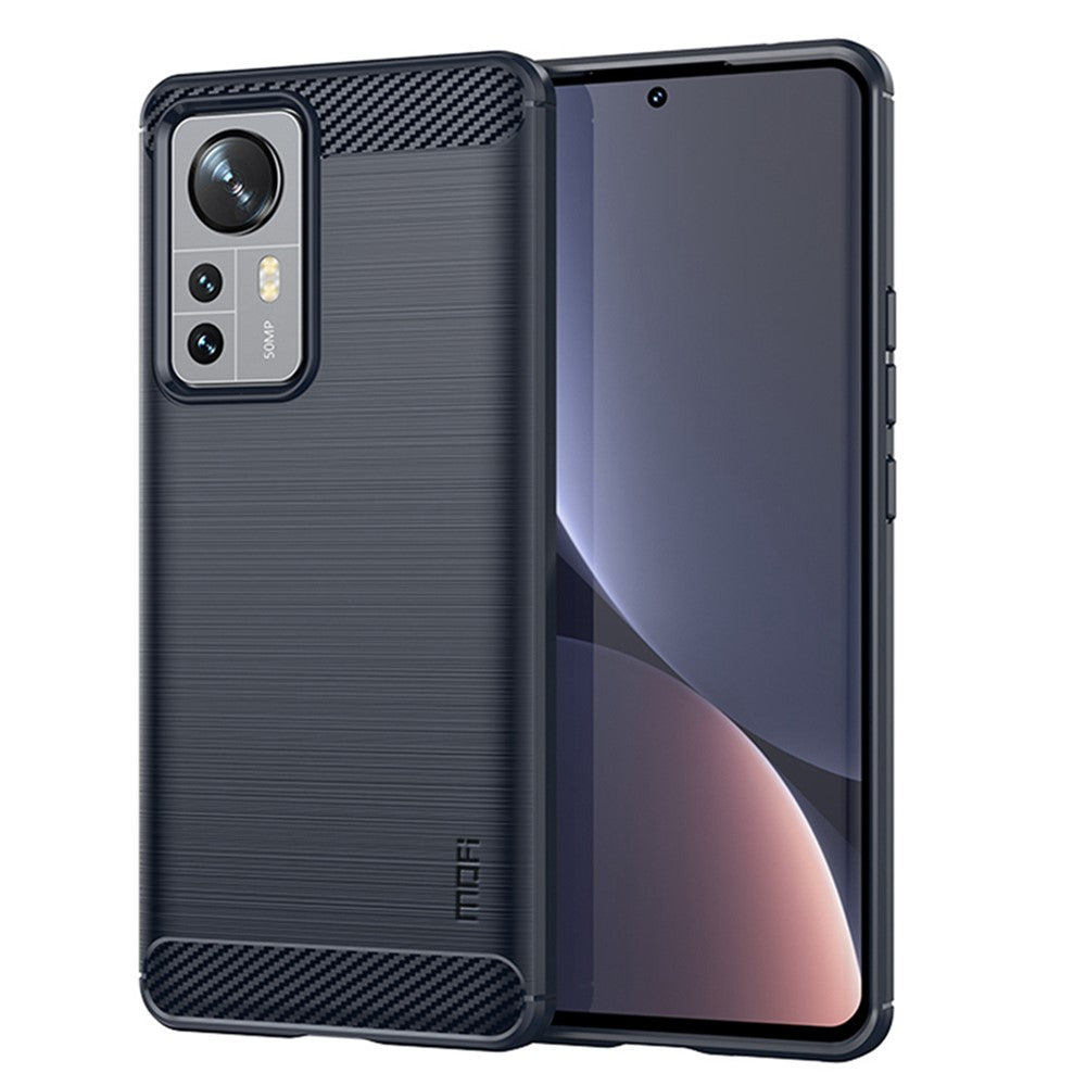 MOFI for Xiaomi 12 Pro 5G / 12S Pro 5G /12 Pro (Dimensity) 5G Phone Cover Carbon Fiber Texture Soft TPU Shockproof Brushed Surface Mobile Phone Case