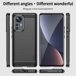 MOFI for Xiaomi 12 Pro 5G / 12S Pro 5G /12 Pro (Dimensity) 5G Phone Cover Carbon Fiber Texture Soft TPU Shockproof Brushed Surface Mobile Phone Case