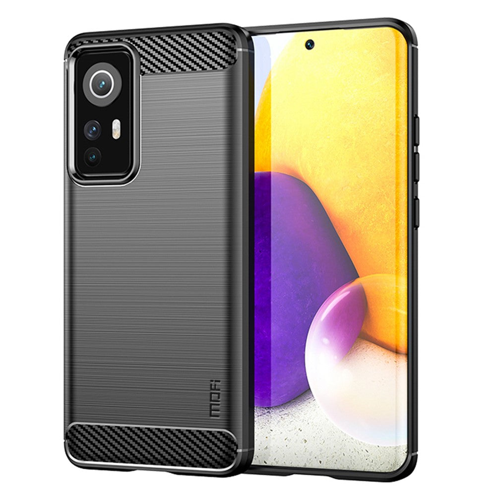 MOFI for Xiaomi 12 5G/12X 5G/12S 5G Phone Shell Carbon Fiber Texture Soft TPU Anti-scratch Brushed Surface Mobile Phone Case