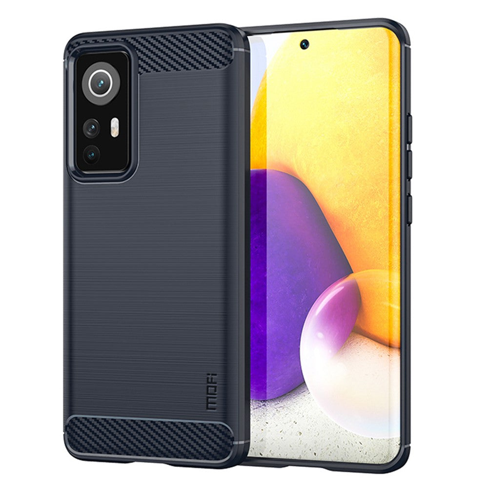 MOFI for Xiaomi 12 5G/12X 5G/12S 5G Phone Shell Carbon Fiber Texture Soft TPU Anti-scratch Brushed Surface Mobile Phone Case