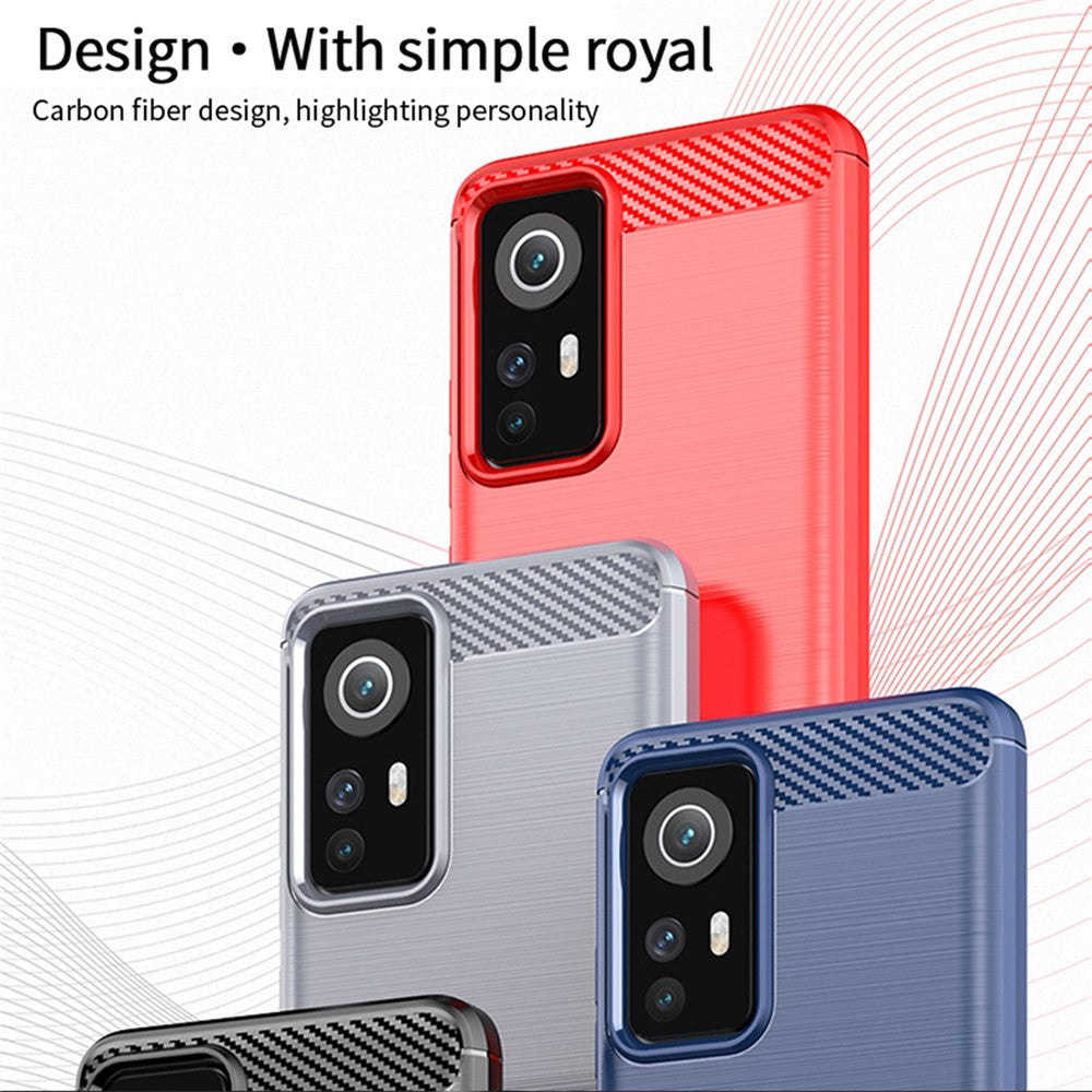MOFI for Xiaomi 12 5G/12X 5G/12S 5G Phone Shell Carbon Fiber Texture Soft TPU Anti-scratch Brushed Surface Mobile Phone Case