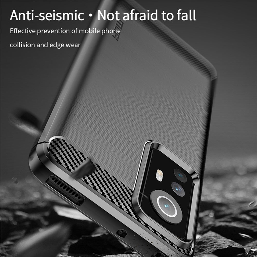 MOFI for Xiaomi 12 5G/12X 5G/12S 5G Phone Shell Carbon Fiber Texture Soft TPU Anti-scratch Brushed Surface Mobile Phone Case