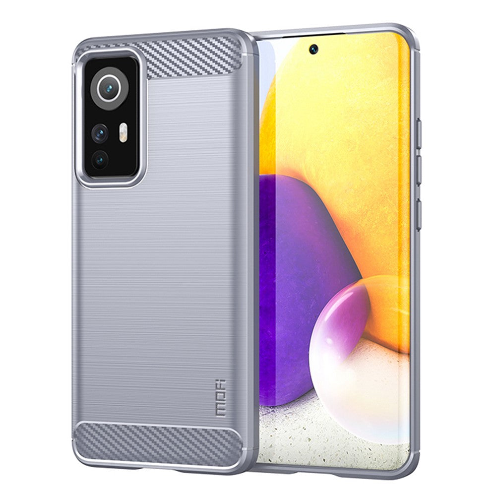 MOFI for Xiaomi 12 5G/12X 5G/12S 5G Phone Shell Carbon Fiber Texture Soft TPU Anti-scratch Brushed Surface Mobile Phone Case