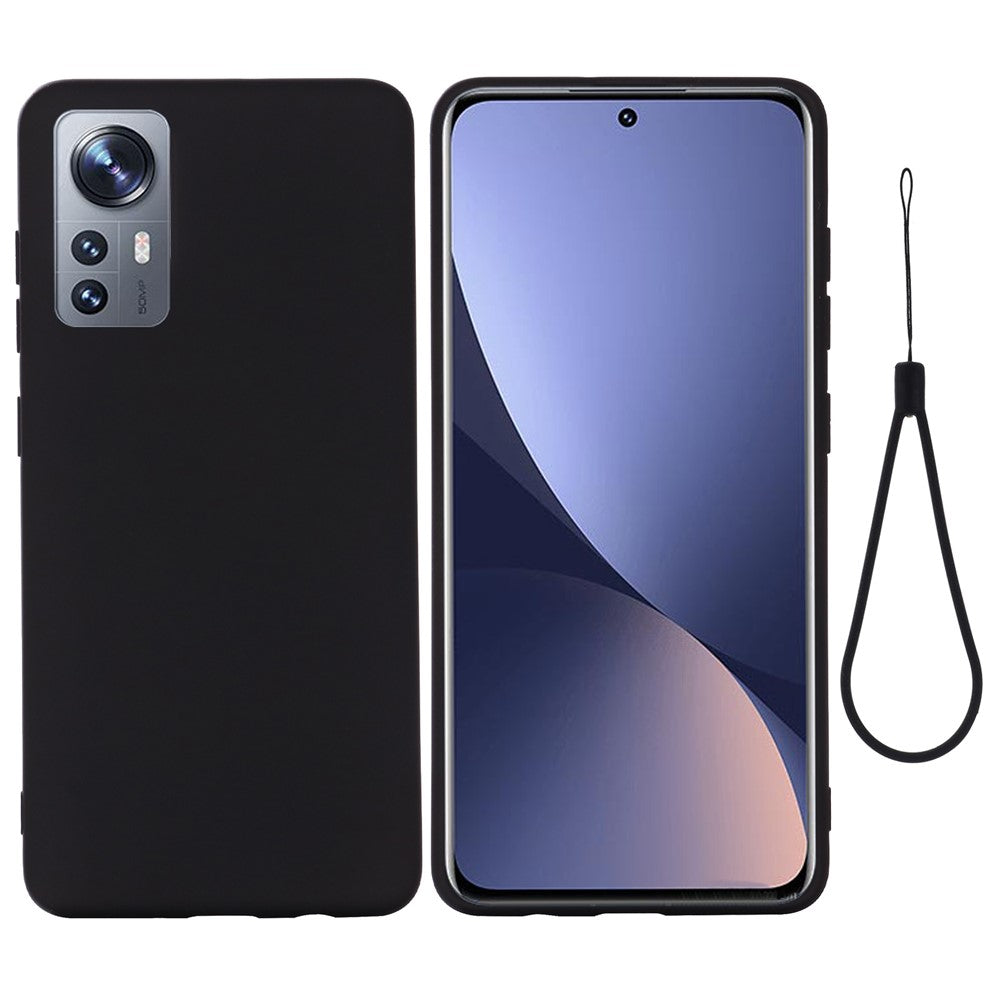 Xiaomi 12 5G/12X 5G/12S 5G Flytande Silikon mobilskydd Enfärgat Stötsäkert Skal med Rem