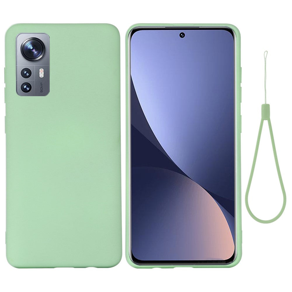 Xiaomi 12 5G/12X 5G/12S 5G Flytande Silikon mobilskydd Enfärgat Stötsäkert Skal med Rem