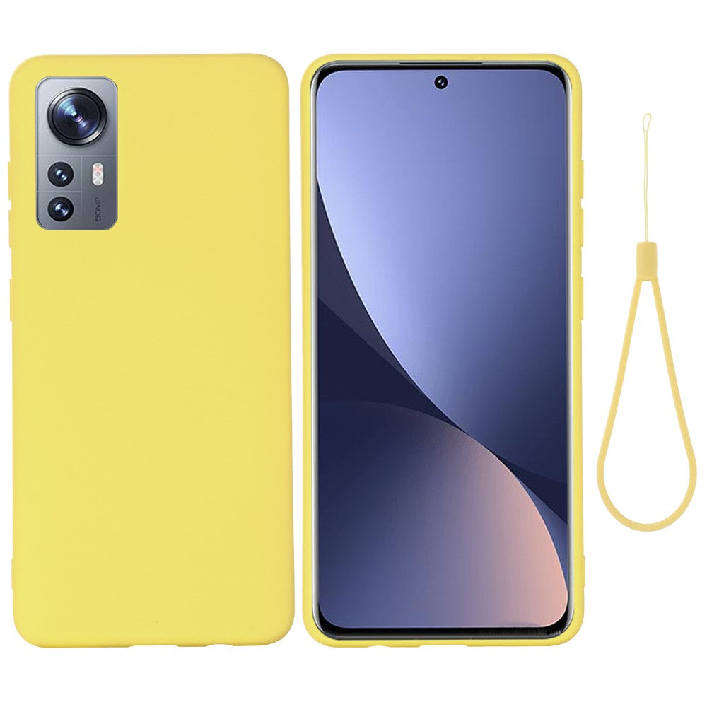 Xiaomi 12 5G/12X 5G/12S 5G Flytande Silikon mobilskydd Enfärgat Stötsäkert Skal med Rem