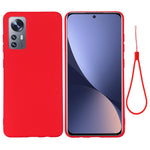 Xiaomi 12 5G/12X 5G/12S 5G Flytande Silikon mobilskydd Enfärgat Stötsäkert Skal med Rem