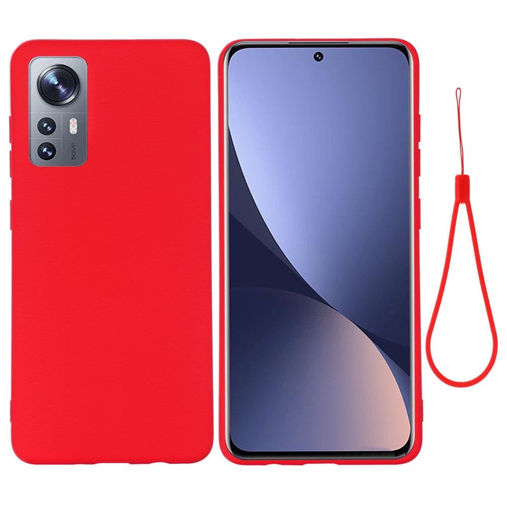 Xiaomi 12 5G/12X 5G/12S 5G Flytande Silikon mobilskydd Enfärgat Stötsäkert Skal med Rem