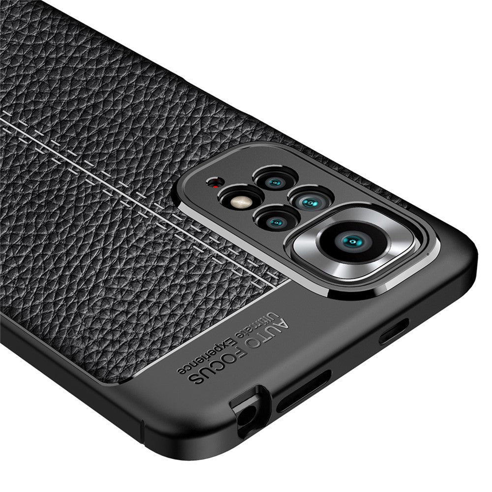 For Xiaomi Redmi Note 11 4G (Qualcomm) Litchi Texture Soft TPU Protector Anti-fingerprint Cell Phone Case