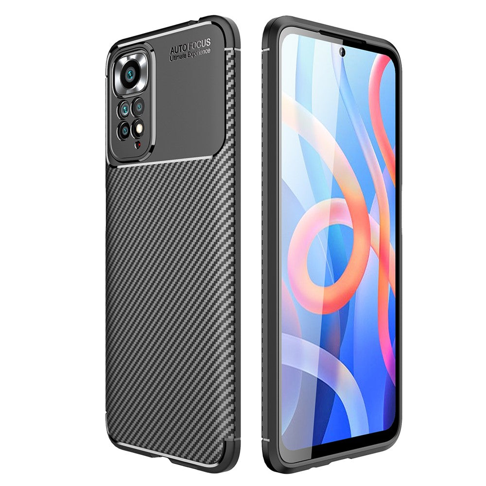 For Xiaomi Redmi Note 11 4G (Qualcomm)/Redmi Note 11S 4G Carbon Fiber Texture Design Soft TPU Drop-proof Slim Light Phone Cover