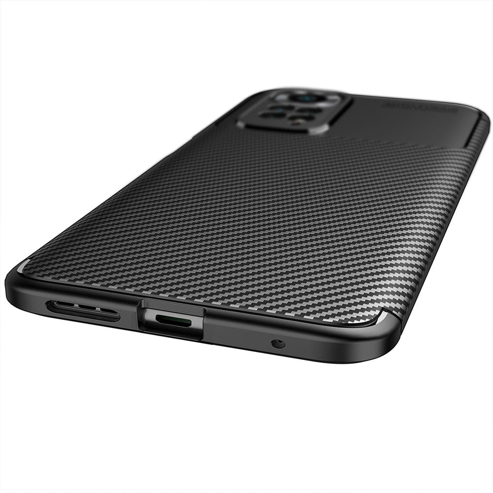 For Xiaomi Redmi Note 11 4G (Qualcomm)/Redmi Note 11S 4G Carbon Fiber Texture Design Soft TPU Drop-proof Slim Light Phone Cover