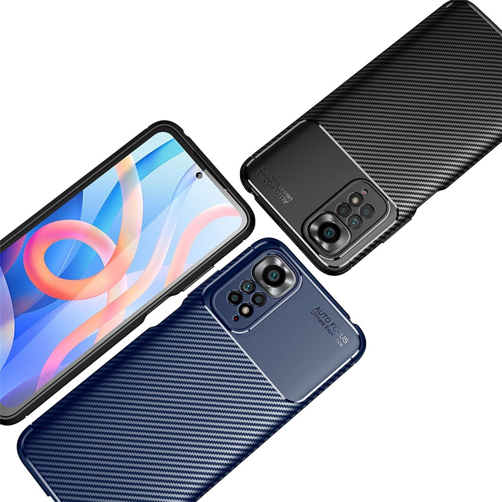 For Xiaomi Redmi Note 11 4G (Qualcomm)/Redmi Note 11S 4G Carbon Fiber Texture Design Soft TPU Drop-proof Slim Light Phone Cover