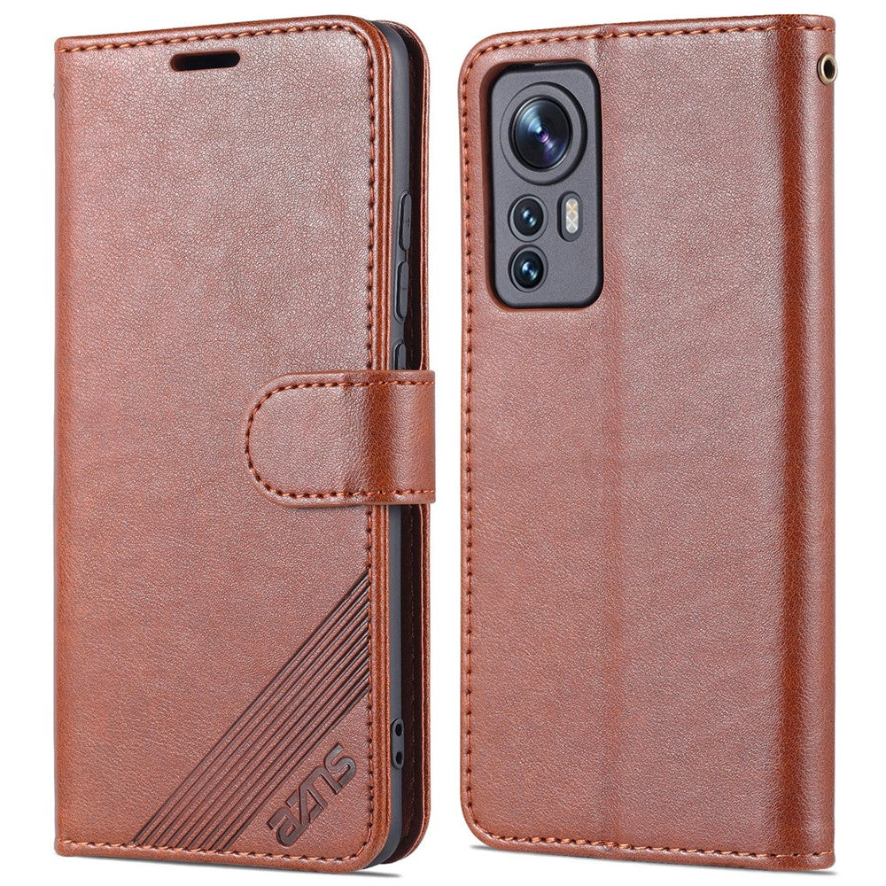 AZNS för Xiaomi 12 5G/12X 5G/12S 5G Reptåligt texturerat PU-läder Folio Flip-skal Fallskyddande plånbok Stativ Innerfodral i TPU