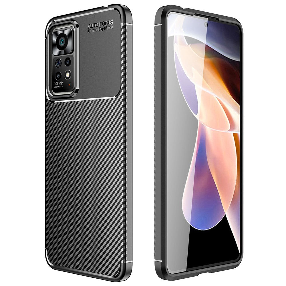 For Xiaomi Redmi Note 11 Pro 4G (MediaTek)/Note 11 Pro 5G (Qualcomm) Carbon Fiber Texture Anti-fingerprint Phone Case Protective Cover