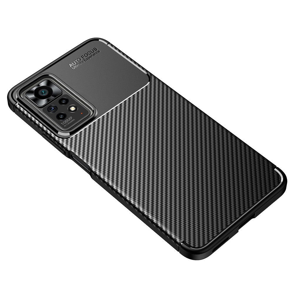For Xiaomi Redmi Note 11 Pro 4G (MediaTek)/Note 11 Pro 5G (Qualcomm) Carbon Fiber Texture Anti-fingerprint Phone Case Protective Cover