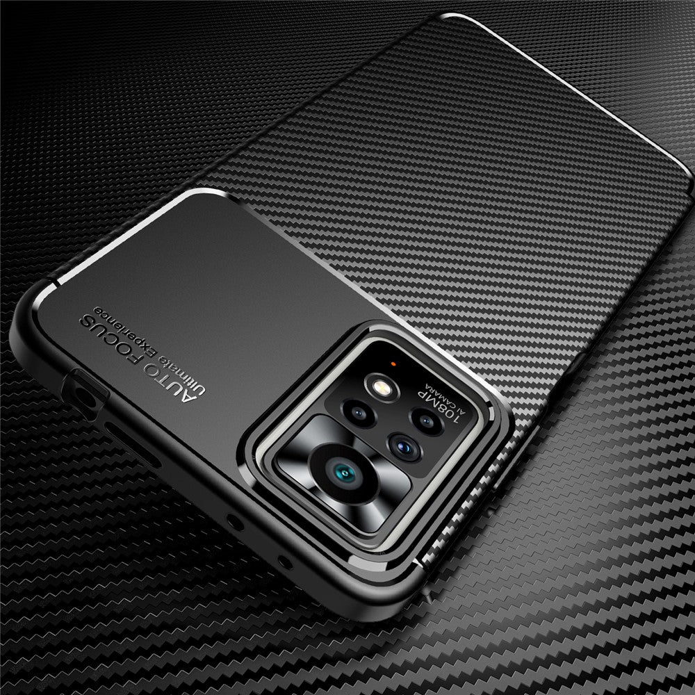 For Xiaomi Redmi Note 11 Pro 4G (MediaTek)/Note 11 Pro 5G (Qualcomm) Carbon Fiber Texture Anti-fingerprint Phone Case Protective Cover
